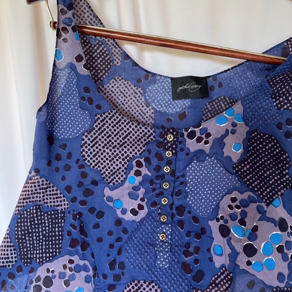 Rachel Comey Blue Print Cotton Tank Blouse / Size XS - Picture 2 of 5